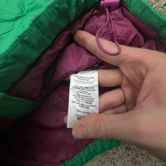 Patagonia Women’s Green XS Jacket Primaloft Full Zip Outdoors Pockets Pink Logo - Picture 10 of 16